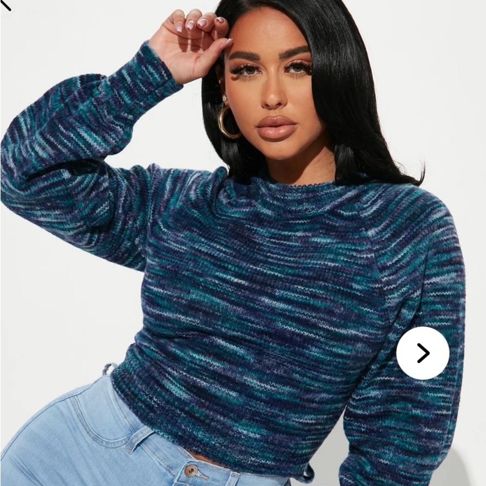 Fashion Nova Multicolor Knit Sweater with Tie Detail